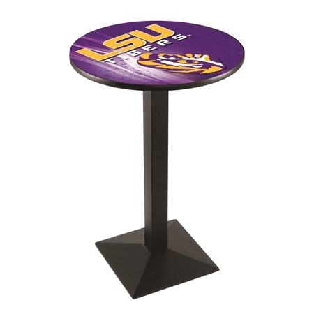 Holland Bar Stool Co 42" Blk Wrinkle Louisiana State Pub Table, 28" dia. Top L217B4228LaStUn-D2